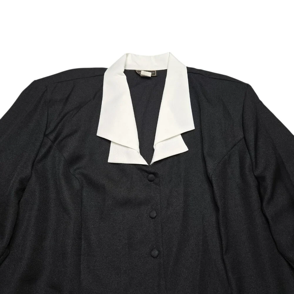 Vintage Intriguing Threads Blazer Womens Plus 3X Black‎ White Jacket Old Money